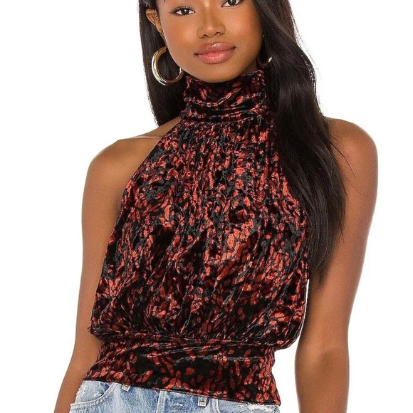 Free people NWT take a break velvet halter top Shirt small - Picture 1 of 5